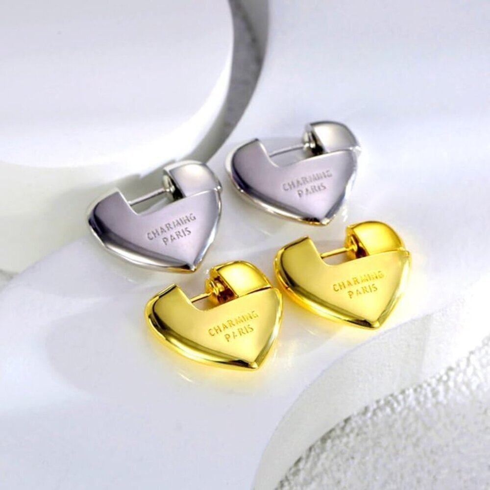 Letter Heart Star Earrings Sterling Silver Gold Plated Women Jewelry - Picture 6 of 9